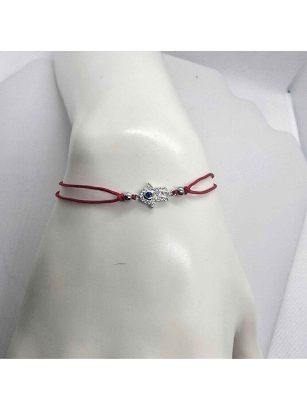 Sterling Silver 925 Hamsa Design  WIth Red String Bracelet